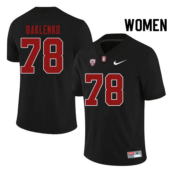 Women #78 Luke Baklenko Stanford Cardinal College Football Jerseys Stitched Sale-Black